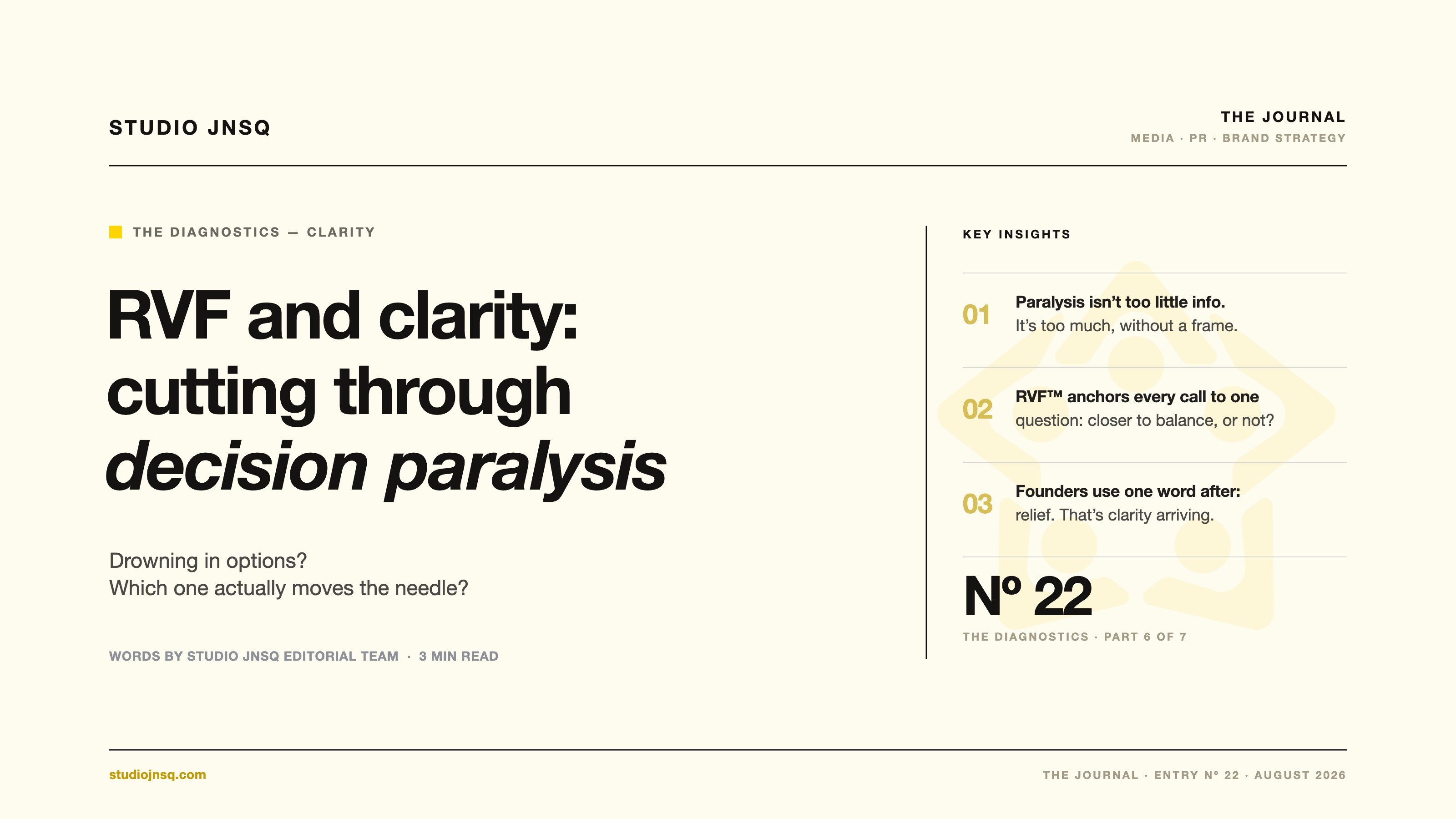 How Does the RVF™ Cut Through Brand Equity Decision Paralysis?