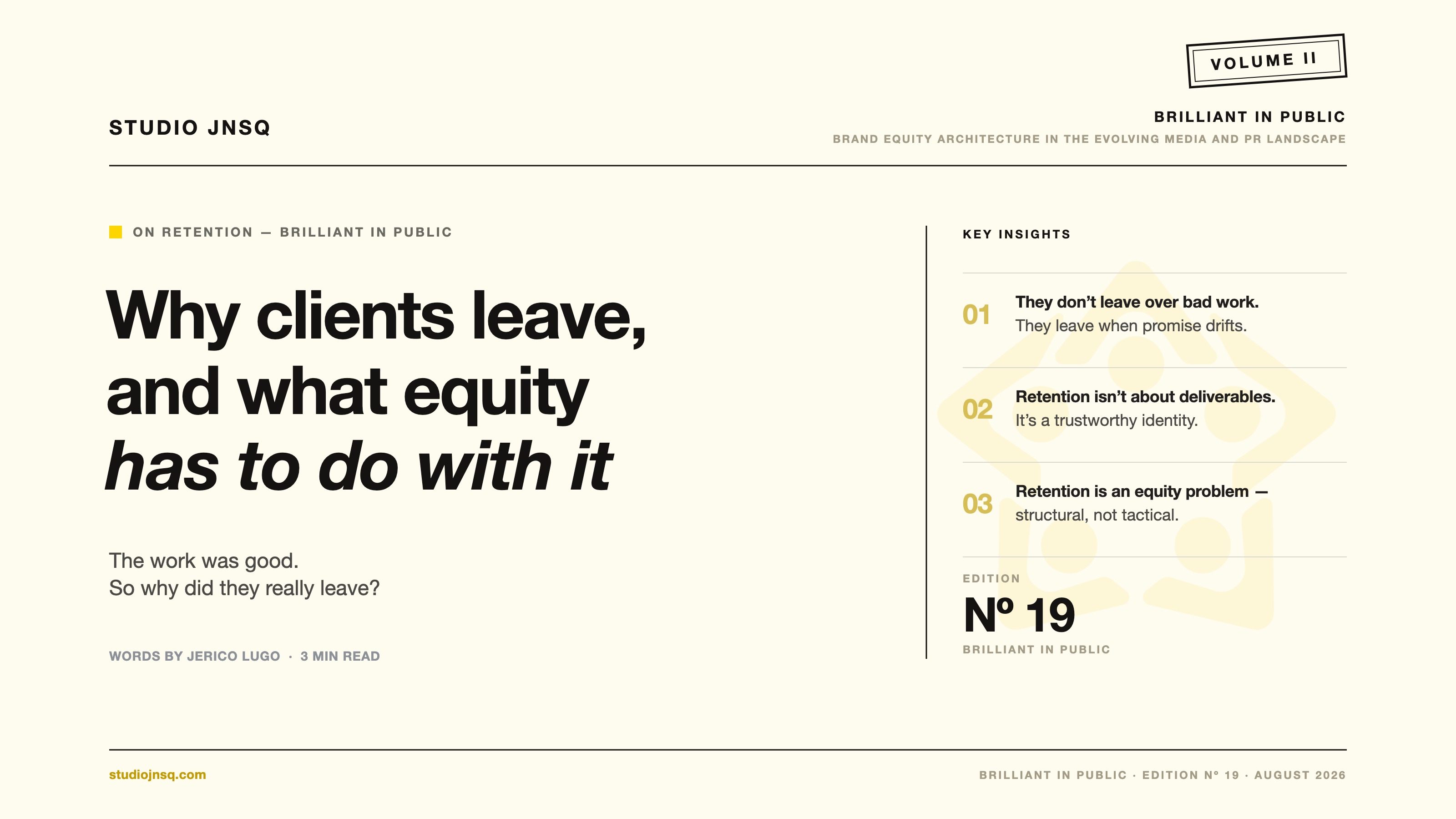 Why Do Clients Leave and What Does Brand Equity Have to Do With It?